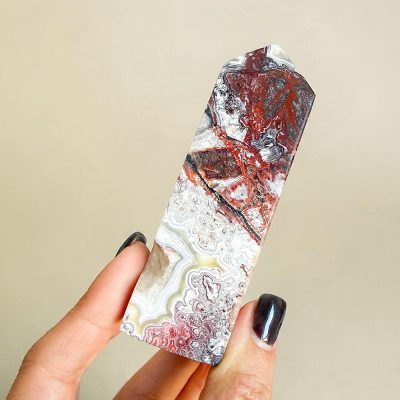 obelisco de agata crazy lace vermelha surya cristais