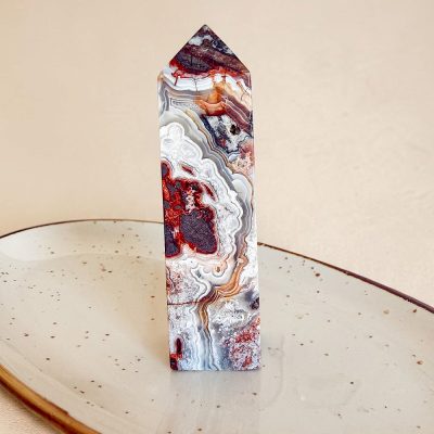 obelisco de agata crazy lace vermelha surya cristais