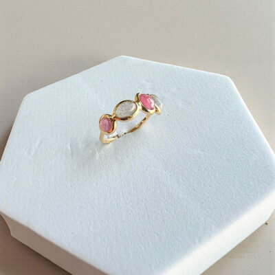 anel com turmalina rosa e labradorite surya cristais