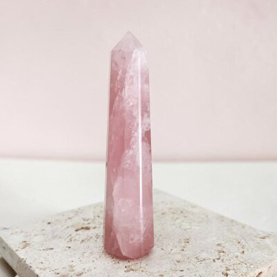 ponta de quartzo rosa surya cristais