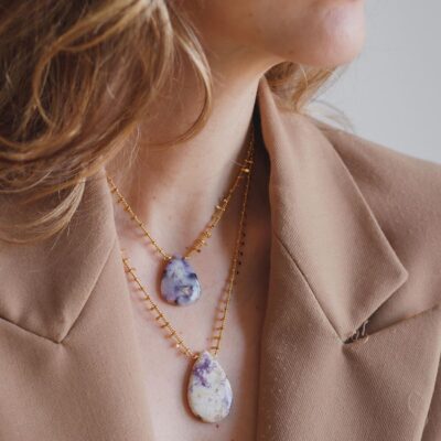 colar com opala real roxa eva