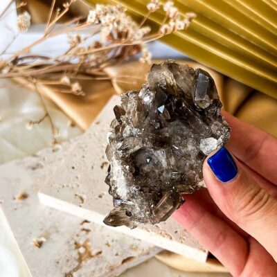 drusa de quartzo fumado surya cristais