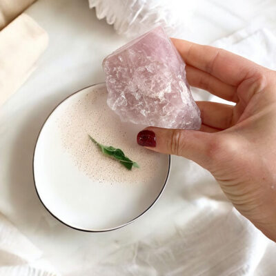 ponta de quartzo rosa surya cristais