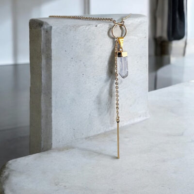 colar com quartzo cristal laser raw collection surya cristais