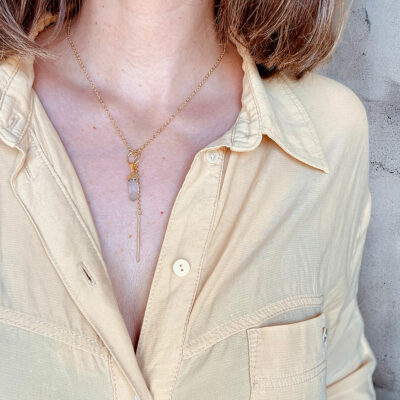 colar com quartzo cristal laser raw collection surya cristais