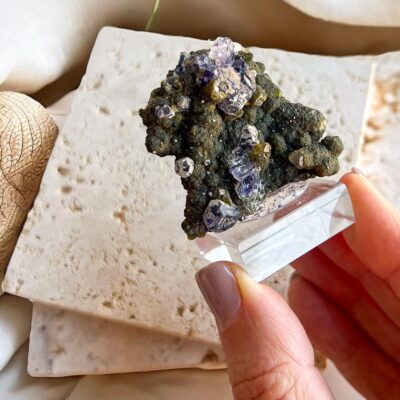 fluorite com clorite e apatite verde da panasqueira surya cristais