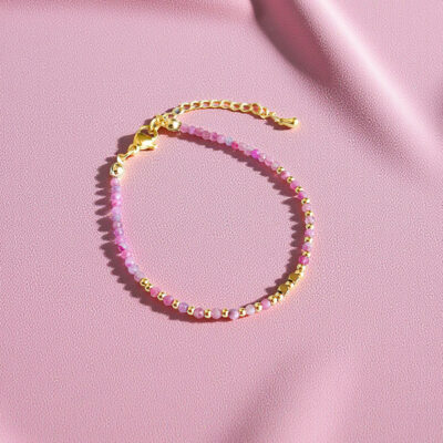 pulseira de turmalina rosa surya cristais coleção jing