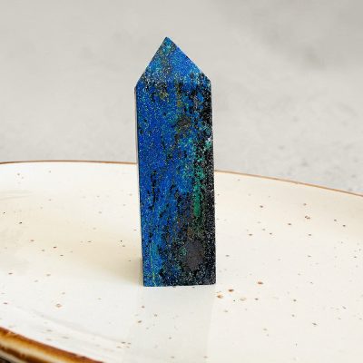 obelisco de crisocola com azurite surya cristais